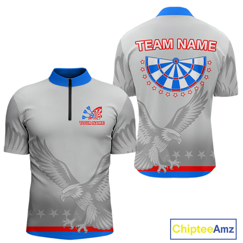 Light Eagle Dartboard Men's Darts Quarter-Zip Shirt - Custom Name For Darts Jersey NYN0760