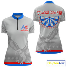 Load image into Gallery viewer, Light Eagle Dartboard Women's Darts Quarter-Zip Shirt - Custom Name For Darts Jersey NYN0760