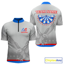 Load image into Gallery viewer, Light Eagle Dartboard Men's Darts Quarter-Zip Shirt - Custom Name For Darts Jersey NYN0760