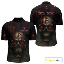 Load image into Gallery viewer, Custom Men's Darts Quarter-Zip Shirts Red Dripping Blood Skull For Darts Jersey NYN0775