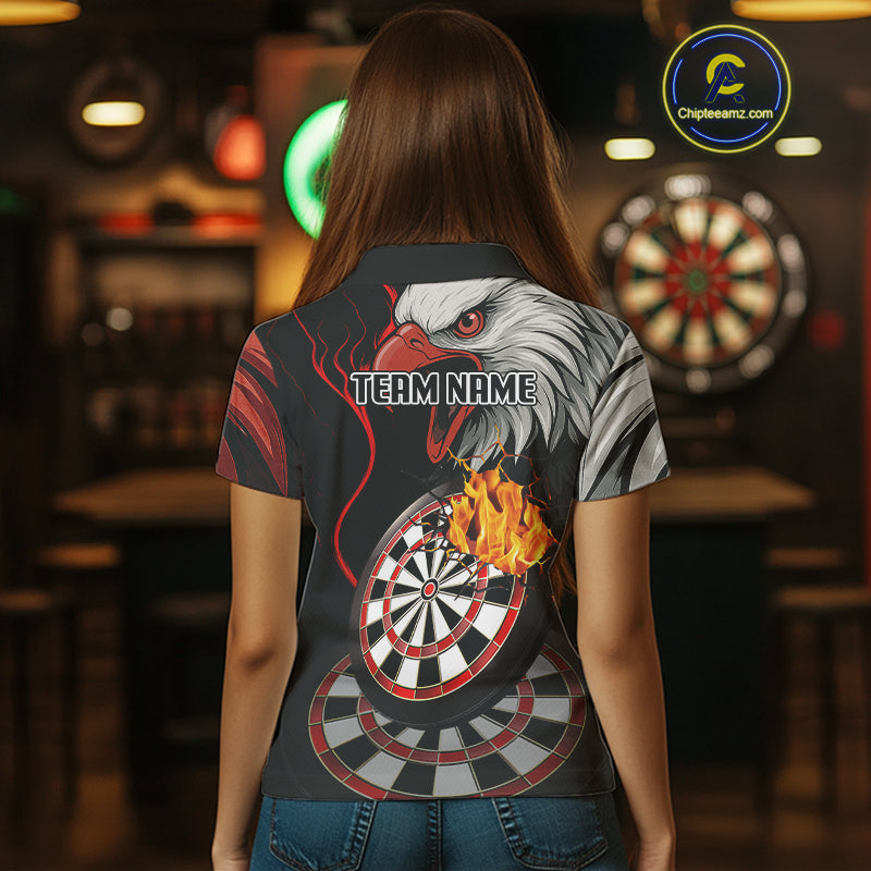 Eagle & Red Crack Darts Custom Funny Dart Polo Shirts For Women, Dart Team Jerseys NYN0798