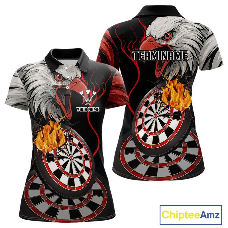 Eagle & Red Crack Darts Custom Funny Dart Polo Shirts For Women, Dart Team Jerseys NYN0798