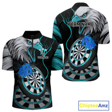 Load image into Gallery viewer, Eagle &amp; Turquoise Crack Darts Custom Funny Dart 1/4-Zip Shirts For Men, Dart Team Jerseys NYN0799