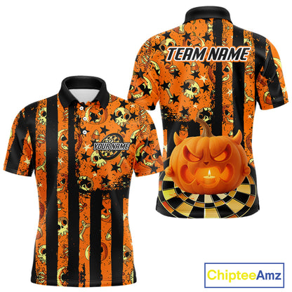 Pumpkin & Dartboard Custom Funny Halloween Dart Polo Shirts For Men, Dart Team Jerseys NYN0805