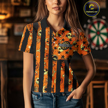 Load image into Gallery viewer, Pumpkin &amp; Dartboard Custom Funny Halloween Dart Polo Shirts For Women, Dart Team Jerseys NYN0805