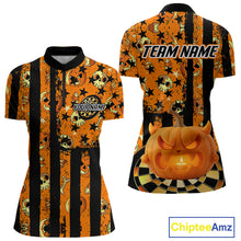 Load image into Gallery viewer, Pumpkin &amp; Dartboard Custom Funny Halloween Dart 1/4-Zip Shirts For Women, Dart Team Jerseys NYN0805