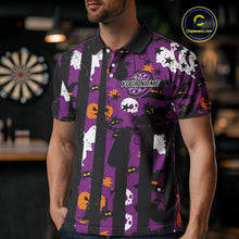 Load image into Gallery viewer, Pumpkin &amp; Dartboard Custom Funny Halloween Dart Polo Shirts For Men, Dart Team Jerseys NYN0806