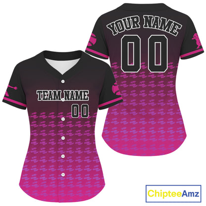 Pink And Black Baseball Jersey For Women Custom Name Baseball Shirt For Newborns NYN0840