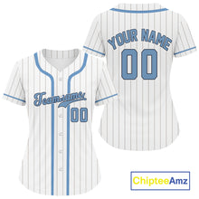 Load image into Gallery viewer, Women's Pinstripe Baseball Jersey Personalized Blue Classic Baseball Uniform For Newborns NYN0844