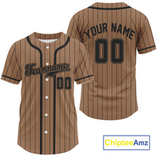 Load image into Gallery viewer, Men's Pinstripe Baseball Jersey Personalized Brown Classic Baseball Uniform For Newborns NYN0845