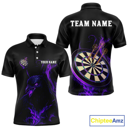 Custom Purple Flames Darts Raven Gothic Polo Darts Jerseys For Men Outfits Dart Jersey NYN0867