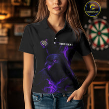 Load image into Gallery viewer, Custom Purple Flames Darts Raven Gothic Polo Darts Jerseys For Women Outfits Dart Jersey NYN0867