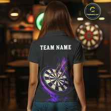 Load image into Gallery viewer, Custom Purple Flames Darts Raven Gothic Polo Darts Jerseys For Women Outfits Dart Jersey NYN0867