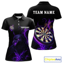Load image into Gallery viewer, Custom Purple Flames Darts Raven Gothic Polo Darts Jerseys For Women Outfits Dart Jersey NYN0867