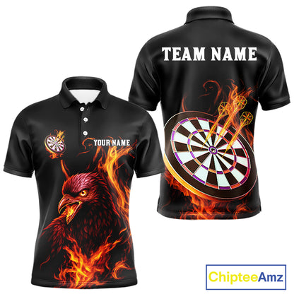 Custom Orange Flames Darts Raven Gothic Polo Darts Jerseys For Men Outfits Dart Jersey NYN0868
