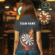Load image into Gallery viewer, Custom Orange Flames Darts Raven Gothic Polo Darts Jerseys For Women Outfits Dart Jersey NYN0868