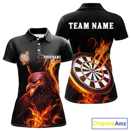 Custom Orange Flames Darts Raven Gothic Polo Darts Jerseys For Women Outfits Dart Jersey NYN0868