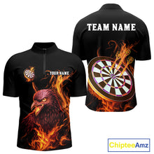 Load image into Gallery viewer, Custom Orange Flames Darts Raven Gothic 1/4-Zip Darts Jerseys For Men Outfits Dart Jersey NYN0868