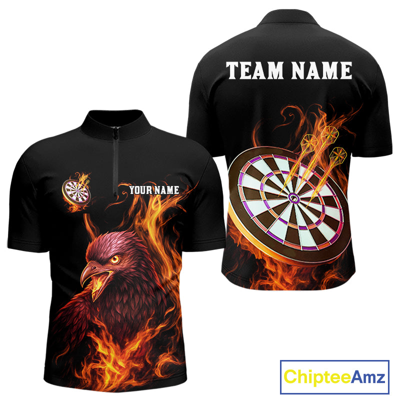 Custom Orange Flames Darts Raven Gothic 1/4-Zip Darts Jerseys For Men Outfits Dart Jersey NYN0868
