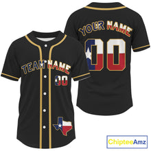 Load image into Gallery viewer, Custom Texas Flag Patriotic Baseball Jersey For Men Youth Baseball Patriotic Shirt NYN0890