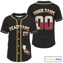 Load image into Gallery viewer, Custom California State Flag Patriotic Baseball Jersey For Men Baseball Patriotic Shirt NYN0891