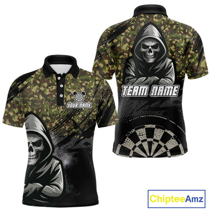Personalized Men's Darts Shirt - Grim Reaper & Camouflage Custom Name For Players NYN0437