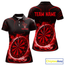 Load image into Gallery viewer, Lightning Smoke Red Dartboard Women&#39;s Darts Shirt - Custom Name For Darts Jersey NYN0471