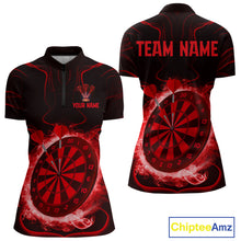 Load image into Gallery viewer, Lightning Smoke Red Dartboard Women&#39;s Darts Shirt - Custom Name For Darts Jersey NYN0471
