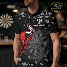 Load image into Gallery viewer, Bull &amp; Dartboard Custom Grunge Men's Darts Polo Shirt  - Red Darts Team Jersey NYN0716