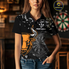 Load image into Gallery viewer, Bull &amp; Dartboard Custom Grunge Women&#39;s Darts Polo Shirt - Darts Team Jersey NYN0717