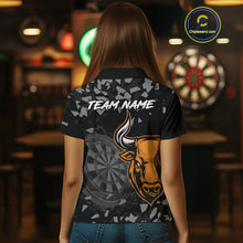 Load image into Gallery viewer, Bull &amp; Dartboard Custom Grunge Women&#39;s Darts Polo Shirt - Darts Team Jersey NYN0717