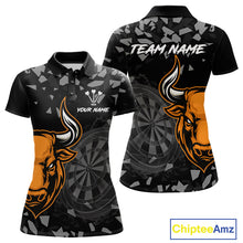 Load image into Gallery viewer, Bull &amp; Dartboard Custom Grunge Women&#39;s Darts Polo Shirt - Darts Team Jersey NYN0717
