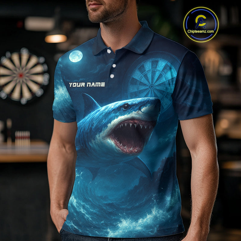 Custom Cobalt Shark Dartboard Darts Polo Shirt For Men Darts Tournament Team Jersey NYN0965