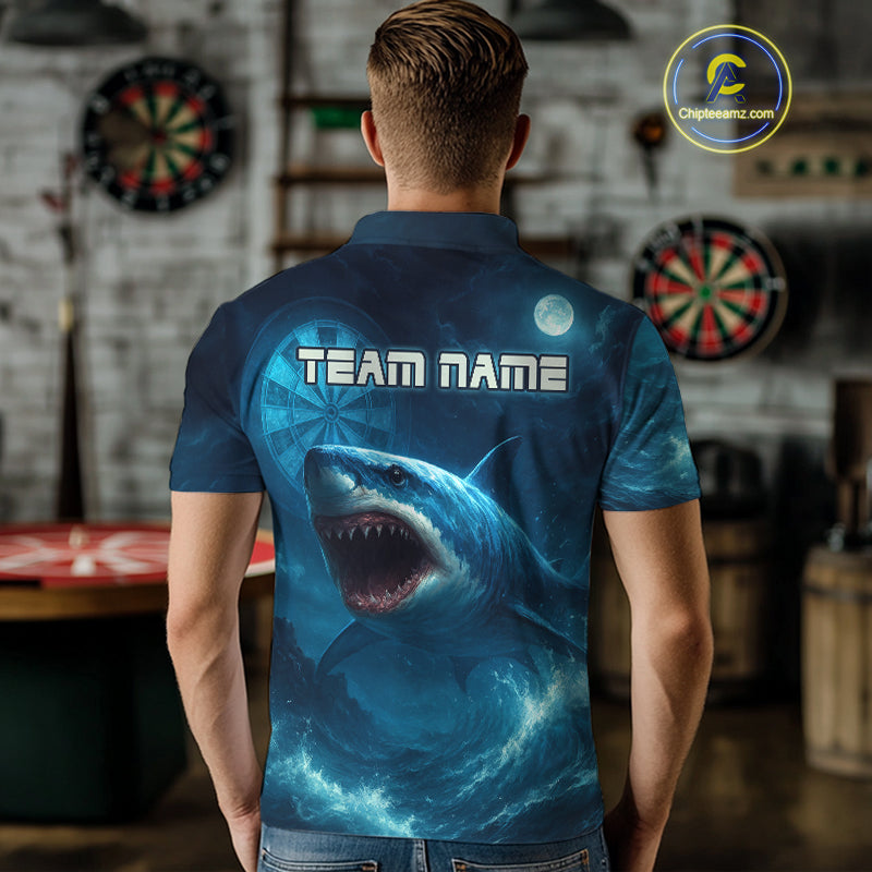 Custom Cobalt Shark Dartboard Darts Polo Shirt For Men Darts Tournament Team Jersey NYN0965
