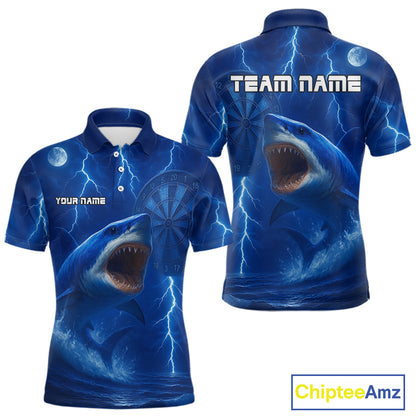 Custom Shark Dark Blue Lightning Dartboard Darts Polo Shirt For Men Darts Team Jersey NYN0966