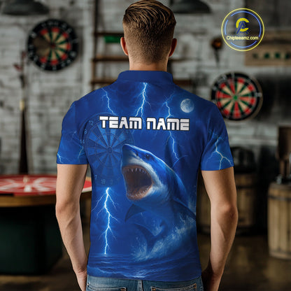 Custom Shark Dark Blue Lightning Dartboard Darts Polo Shirt For Men Darts Team Jersey NYN0966