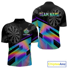 Load image into Gallery viewer, Custom Dartboard Holographic Dart Shirt For Men Outfit 1/4-Zip Dart Team Jersey NYN1335