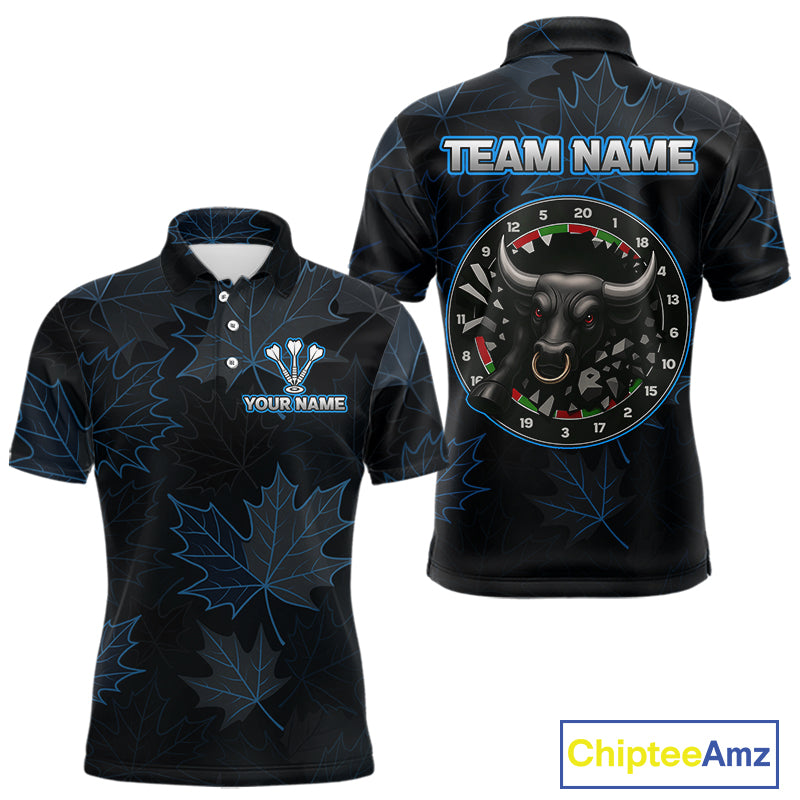 Floral Fury Bull Dartboard - Men's Blue Darts Shirt - Custom Name For Players NYN0487