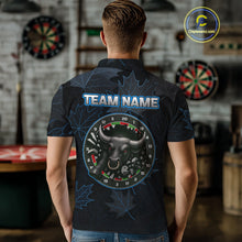 Load image into Gallery viewer, Floral Fury Bull Dartboard - Men's Blue Darts Shirt - Custom Name For Players NYN0487