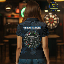 Load image into Gallery viewer, Floral Fury Bull Dartboard - Women's Blue Darts Shirt - Custom Name For Players NYN0487