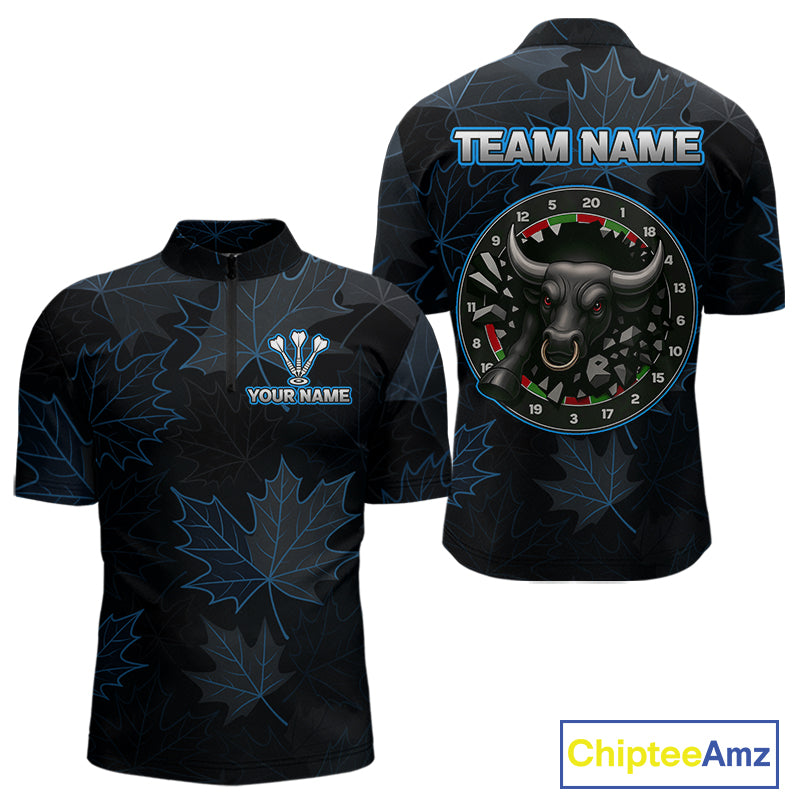Floral Fury Bull Dartboard - Men's Blue Darts Shirt - Custom Name For Players NYN0487