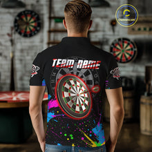 Load image into Gallery viewer, Red Dartboard Multicolored Splashes Men's Darts Shirt - Custom Name For Players NYN0494