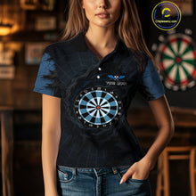 Load image into Gallery viewer, Dark Spiral Web Dartboards Women&#39;s Darts Team Shirt - Custom Name For Darts Jersey NYN0496