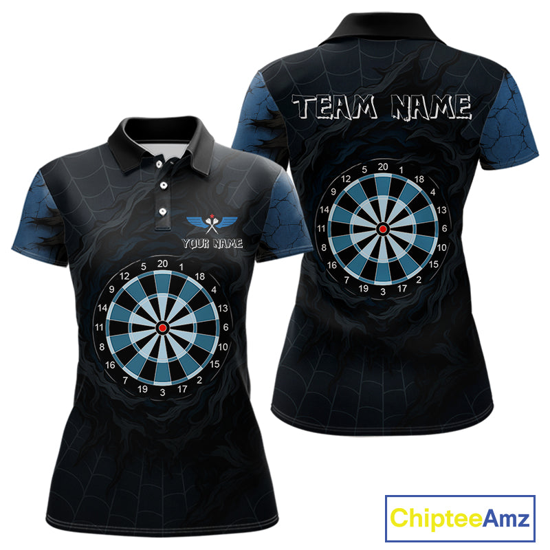 Dark Spiral Web Dartboards Women's Darts Team Shirt - Custom Name For Darts Jersey NYN0496