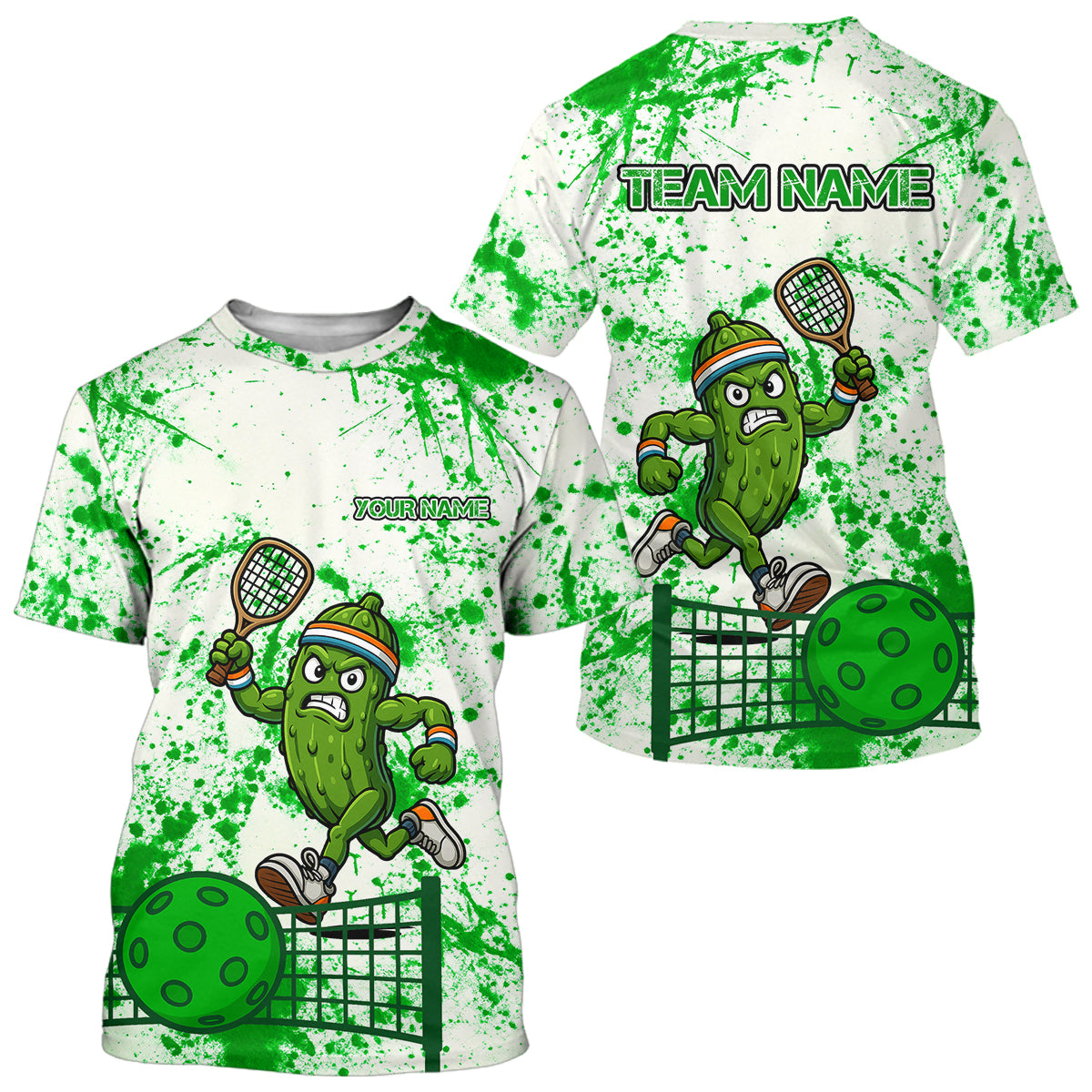 Custom Pickle Plays Ball Funny Pickleball T-Shirt For Men, White Outfit Pickleball Shirts NYN0992