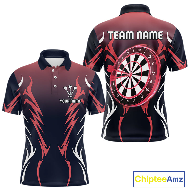 Men’s Custom Dart Shirt, Red-To-Black Color With Lightning Dartboard Dart Jersey NYN0247