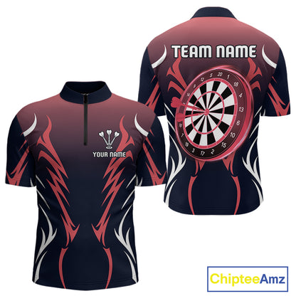 Men’s Custom Dart Shirt, Red-To-Black Color With Lightning Dartboard Dart Jersey NYN0247