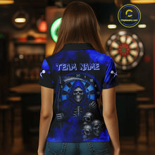 Load image into Gallery viewer, Grim Reaper With Skulls Navy Smoke Women's Darts Team Shirt - Custom Name For Players NYN0501