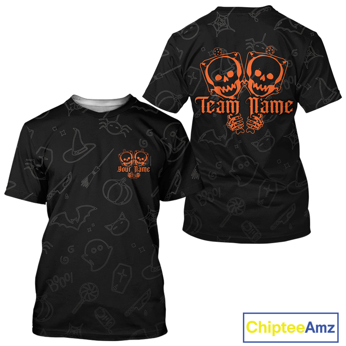 Custom Funny Halloween Pickleball T-Shirt For Men Outfits Halloween Pickleball Jerseys NYN1003