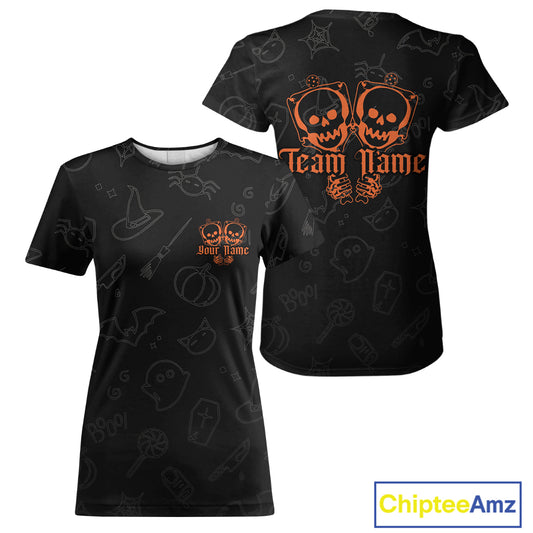 Custom Funny Halloween Pickleball T-Shirt For Women Outfits Halloween Pickleball Jerseys NYN1003